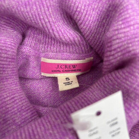 J. Crew 100% Cashmere Marled Fold Over Turtleneck Sweater Size Small Purple NWT - Picture 9 of 12